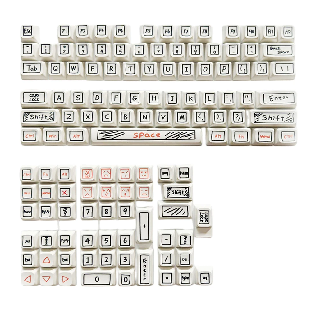125 Клавиш / набор Клавишных Колпачков XDA Highly Graffiti Key Caps Термическая Сублимация DIY Замена Макета для Аксессуаров Механической Клавиатуры Изображение 0