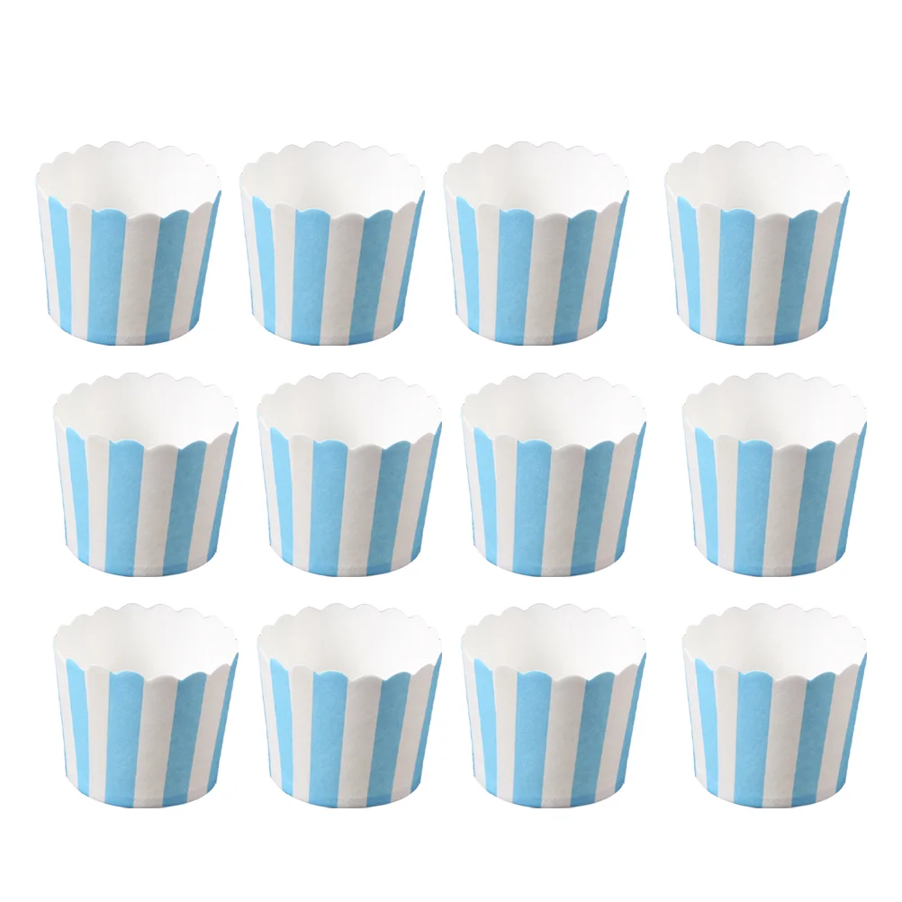 50 шт. Бумажный стаканчик в синюю и белую полоску, обертки для кексов, стаканчик для выпечки, Термостойкие стаканчики для кексов, Форма для Изображение 0