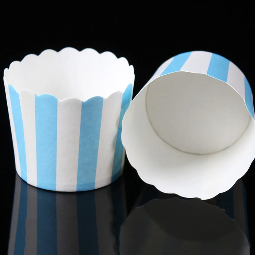 50 шт. Бумажный стаканчик в синюю и белую полоску, обертки для кексов, стаканчик для выпечки, Термостойкие стаканчики для кексов, Форма для Изображение 2