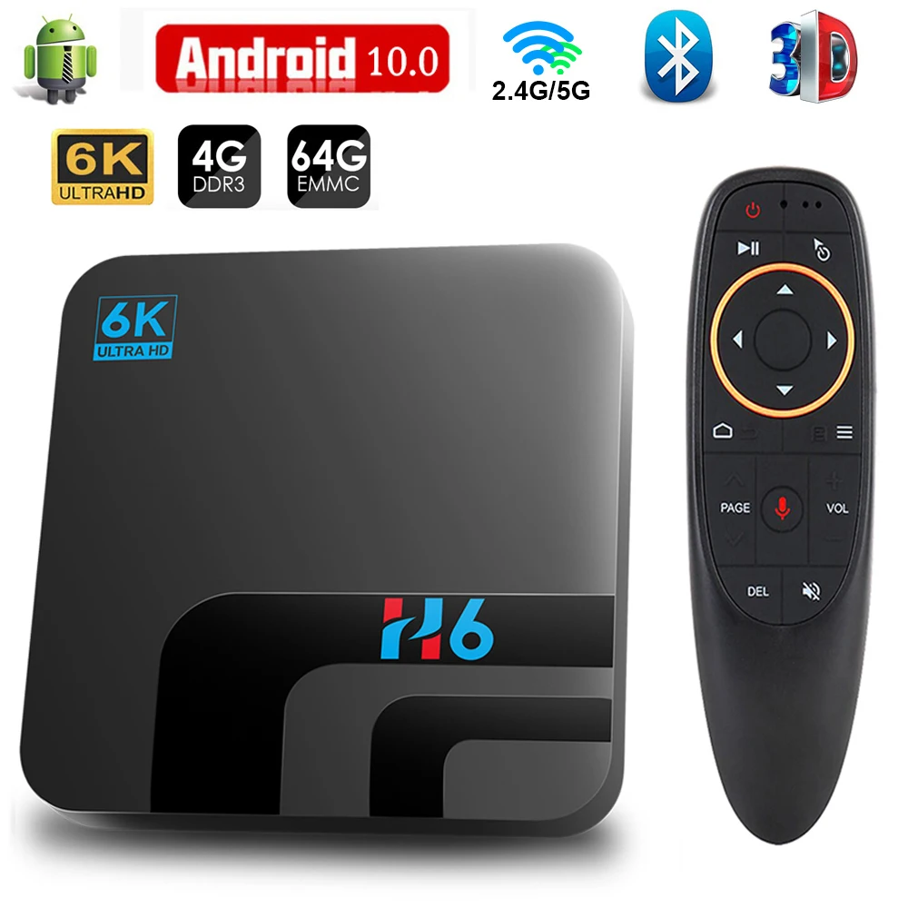 Android TV Box Android 10 4 ГБ 64 ГБ 32 ГБ 6 К 3D Видео H.265 Медиаплеер 2,4 Г 5 ГГц Wifi Bluetooth телеприставка Smart TV Box Изображение 0