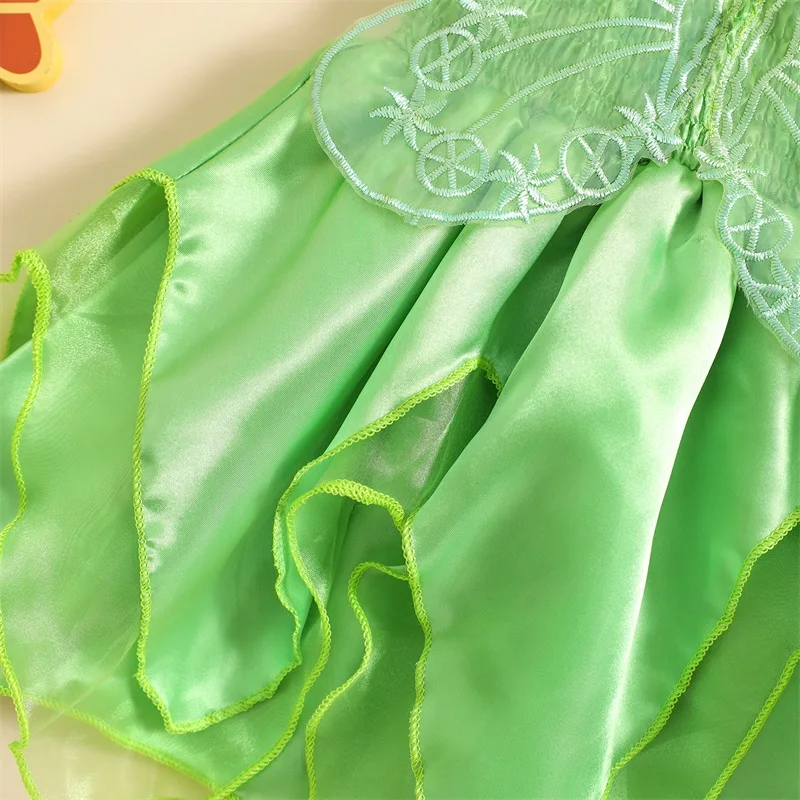 Citgeett Summer Kids, платье принцессы для маленьких девочек, праздничное платье без рукавов, костюм, крылья, Зеленая одежда Изображение 4