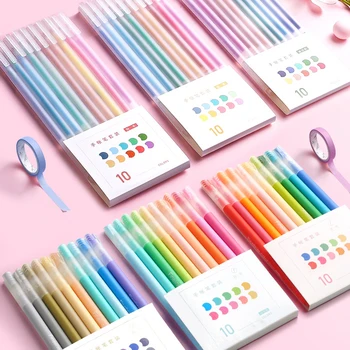 10 цветов Гелевых ручек Morandi Color, студенческий блокнот, маркеры, блокнот для рисования, цветные ручки Doodle, школьные принадлежности