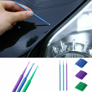 100 ШТ Автомобильных кистей для подкраски, одноразовая стоматологическая ручка, автомобильный аппликатор, синяя / фиолетовая / зеленая ручка для автомойки