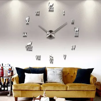 2021 НОВЫЕ Большие Настенные Часы Наклейки Кварцевая Игла 3D DIY Декоративные для Кухни Акриловое Зеркало Современные Настенные Часы Christimas Decor