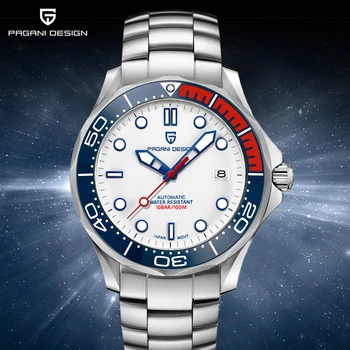 2023 PAGANI DESIGN, лучший бренд класса люкс, мужские автоматические часы 007, мужские механические часы с изогнутым сапфировым зеркалом, Водонепроницаемые часы NH35