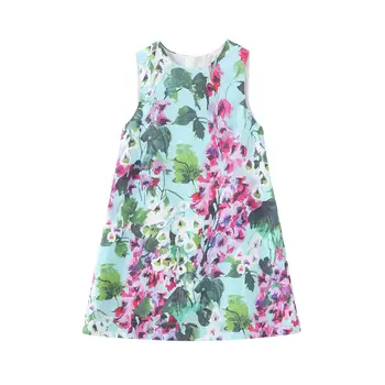 2023 новое детское платье летнее платье из чистого хлопка с цветочным принтом для девочек, оптовая продажа детской одежды DH5256