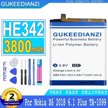 3800 мАч GUKEEDIANZI Аккумулятор HE342 Для Nokia X6 2018 6,1 Plus TA 1099 X5 TA 1109 5,1 Plus 5,1 Plus Аккумулятор Большой Мощности + бесплатные инструменты