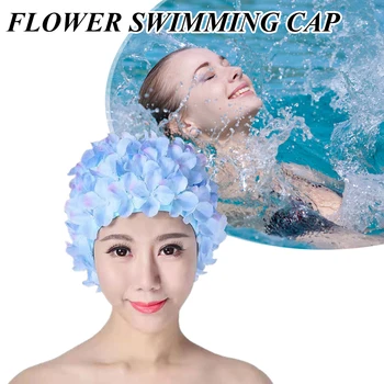 3D Цветочная шапочка для водных видов спорта, дышащая шапочка для купания, мягкие длинные волосы, шапочка для серфинга, защита ушей, удобные аксессуары для бассейна