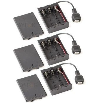 3ШТ из 3 батареек типа АА, 3 батарейных отсека типа АА, держатель коробки 4,5-5В с крышкой и переключателем включения/выключения, USB-кабель