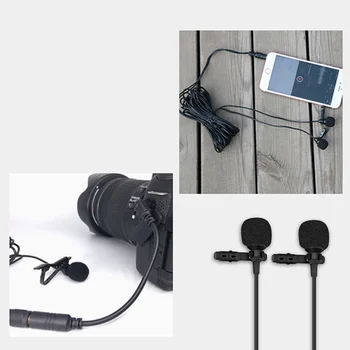 6-метровый кабельный двойной микрофон для интервью в прямом эфире с двойной головкой для карманного использования OSMO (черный)