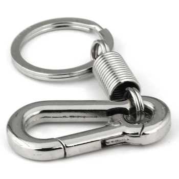 6X Брелок для ключей с прочным карабином, полированный брелок для ключей, пружинный брелок для деловых ключей, серебряный