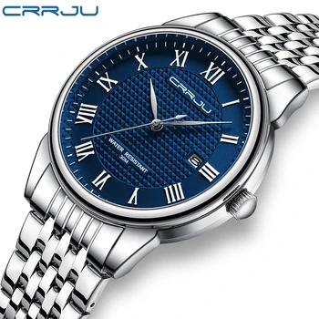 CRRJU 2023 Минималистичные мужские модные ультратонкие часы Простые мужские деловые часы из нержавеющей стали для отдыха Мужские часы