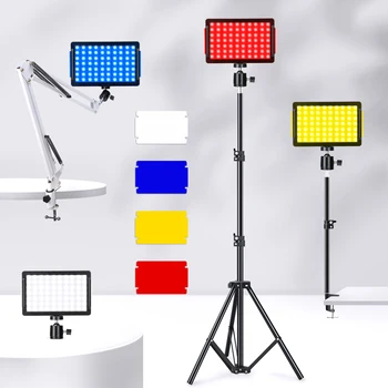 Dimmable LED USB Video Lighting Panel 5600K 14 9,5 см Освещение Для Фотосъемки Со Штативом Для Прямой Трансляции, Лампа Для Фотостудии, 4 Цвета