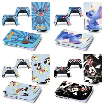 Disney Mickey Stitch PS5 Disk Edition Наклейка на Кожу Наклейка-Наклейка для PlayStation5 Disc Console 2 Контроллера Наклейка на Кожу Виниловая
