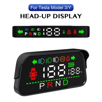 HUD для Tesla Model 3 Y 2016-2023 Автомобильный головной дисплей Цифровой спидометр Сигнализация Сигнал поворота Тормозной сигнал Индикатор заряда батареи