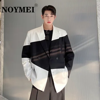 NOYMEI Персонализированный мужской костюм контрастного цвета, двубортный пиджак с лацканами, модный Мужской блейзер в корейском стиле в стиле пэчворк WA1411