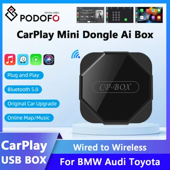 Podofo Car Play Потоковое Воспроизведение Проводного CarPlay к Беспроводному CarPlay Быстрое Подключение Smart Mini AI Box USB Plug AI Voice Для BMW Audi Toyota