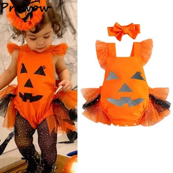 Prowow 0-18 м, детский комбинезон на Хэллоуин, Оранжевое боди для новорожденных, платья принцессы Тыквы, мой первый детский костюм на Хэллоуин