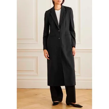 * R0w * Новое Зимне-осеннее женское пальто 2023, шерстяные топы с длинным рукавом, Черные Свободные, Высокое качество, модный бренд, дизайнерская одежда