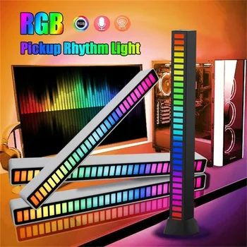 RGB Управление музыкальным звуком светодиодная лента с подсветкой USB Перезаряжаемый звукосниматель Голосовая активация ритмической лампы Цветная светодиодная панель для автомобиля