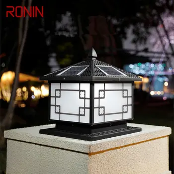 RONIN Solar Post Lamp Открытый Винтажный Простой черный Декоративный светильник LED Водонепроницаемый IP65 для дома Виллы Крыльца Двора