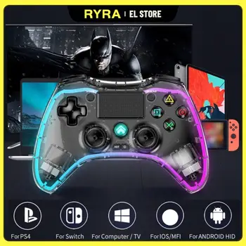 RYRA Прозрачный кристалл Беспроводной геймпад Bluetooth для PS4 Ручка для переключателя ПК Android IOS с красочным световым игровым контроллером