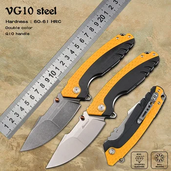 VG10 Нож для кемпинга со стальным лезвием, ручные инструменты для самообороны, тактический карманный складной нож на открытом воздухе G10