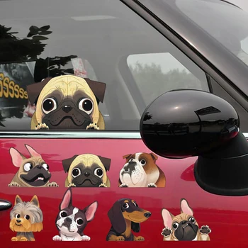 Автомобильные наклейки Виниловая наклейка с милой собачкой, Бульдог Шарпей, собака-скворец, прекрасный стиль, креативные наклейки для лобового стекла