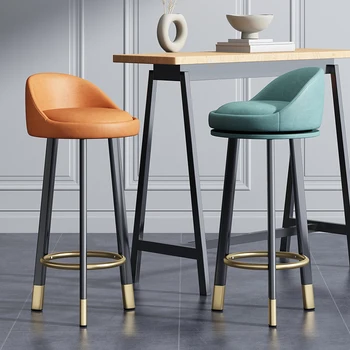 Алюминиевый барный стульчик, Современный черный Роскошный золотой дизайн, Минималистичные барные стулья, Поворотные домашние шезлонги для отдыха, Мебель