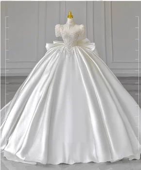 Атласное белое французское легкое свадебное платье 2023 года для новобрачных, высококачественная текстура, шлейф, летний стиль, основной яр
