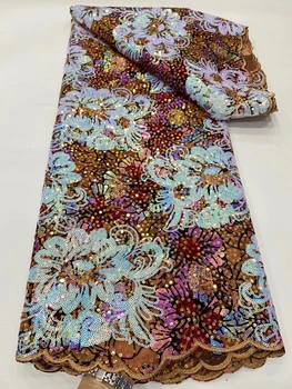 Африканская кружевная ткань Высокого качества 2022, свадебное платье для вечеринок, Женская Французская вышивка, тюль с пайетками, сетка, Белая Нигерийская сетка.