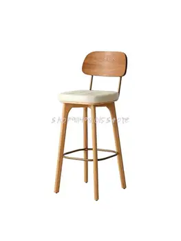 Барный стул из массива дерева Nordic с простой спинкой, барный стул с сеткой, красный стульчик для десерта в кафе-баре