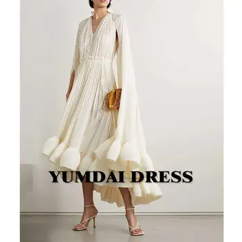 Бежевое платье-накидка с V-образным вырезом YUMDI, вечернее платье для бала, специальное праздничное платье для вечеринки, летнее женское платье-накидка в Дубае