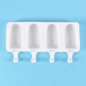Белая четырехкомпонентная силиконовая форма для мороженого, эллиптическая форма для мороженого, форма для мороженого, инструмент для измельчения мороженого