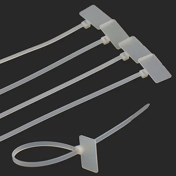 Белые пластиковые нейлоновые метки, наклейка на этикетку, кабельные стяжки M3x100 M4x150 M4x200