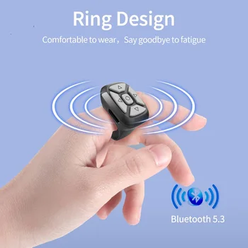 Беспроводной пульт дистанционного управления с кольцом на палец Bluetooth, многофункциональный пульт дистанционного управления для мобильного телефона, кнопка автоспуска
