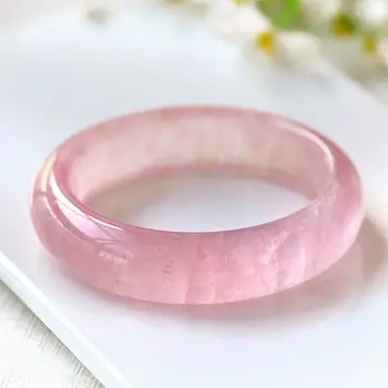 Браслет из натурального розового кварца шириной 16 мм Аутентичного происхождения из Мозамбика Ледяной Розовый Целебный кристалл Ювелирные изделия из драгоценных камней для женщин