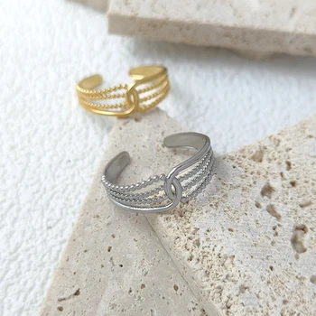 Винтажное круглое кольцо из бисера, Многослойные кольца геометрической формы Для женщин, кольцо из нержавеющей стали, Обручальное кольцо в стиле бохо, эстетические украшения