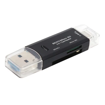 высокоскоростной USB-адаптер OTG Card Reader 3 в 1 для флэш-накопителя TF / Mirco SD Type-C