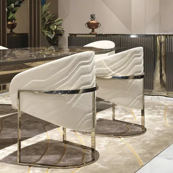 Двуспальный диван, обеденные стулья, Роскошное Свадебное кресло для гостиной из металла, белой кожи, итальянского дизайнера, кресло для отдыха, мебель Nordic Sillon