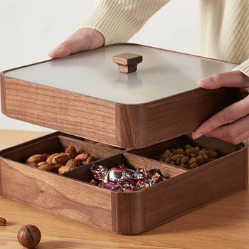 Деревянная тарелка для фруктов для домашнего чайного столика в гостиной Коробка для конфет с орехами и сухофруктами Тарелка для закусок Коробка для хранения контейнеров