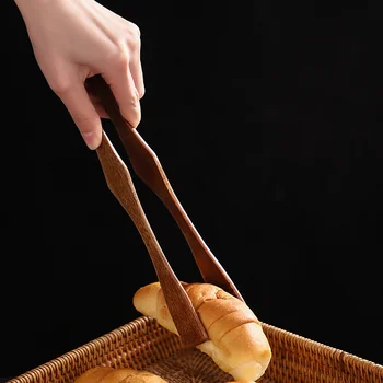 Деревянный зажим для хлеба, нескользящие щипцы для шведского стола в японском стиле, зажим для барбекю, Удлиненный универсальный зажим для салата, кухонные принадлежности