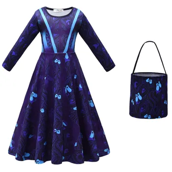 Дети, малыши, девочки, весенне-летний принт, косплей, платье с длинными рукавами на Хэллоуин От Flower Girl Dress in Dark Dress