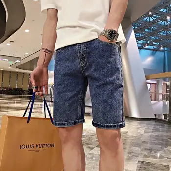 Джинсовые шорты Мужская корейская версия, модные Хулиганские Красивые облегающие брюки, джинсы, летние Новые повседневные Универсальные мужские бриджи