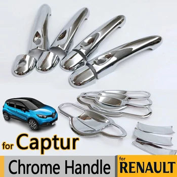 Для Renault Captur Роскошные Хромированные накладки на дверные ручки Аксессуары Наклейки для укладки автомобилей 2013 2014 2015 2016