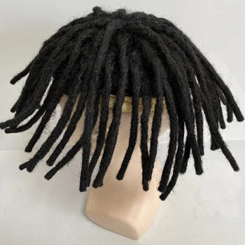 Замена Бразильских натуральных человеческих волос 6 дюймов, темно-коричневый цвет, 2 # Дреды, парики из искусственной кожи для чернокожих мужчин