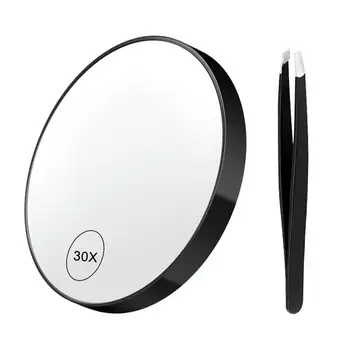Зеркало для ванной с пинцетом, Съемная присоска, 30-кратное увеличительное ручное зеркало для макияжа, принадлежности для ванной комнаты