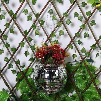 Зеркальный шар, цветочный горшок с крючками, цепочка, диско-шар, Подвесное кашпо, Декоративные горшки для растений, Современная корзина для садовых растений на окне