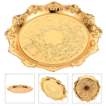 Золотая тарелка Свадебный декор Железный поднос для хранения сухофруктов Декоративный поднос для сервировки ювелирных изделий конфет