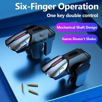 игровой контроллер 2шт с 6 пальцами, кнопка запуска прицельной стрельбы для PUBG Mobile
